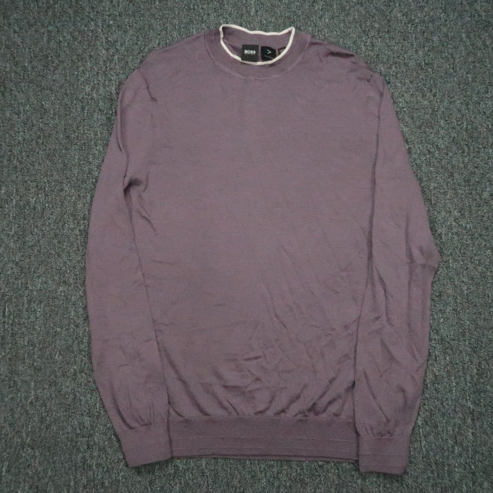 Hugo Boss Sweater Men Extra Large Purple Performance‎ Wool Crew Jumper